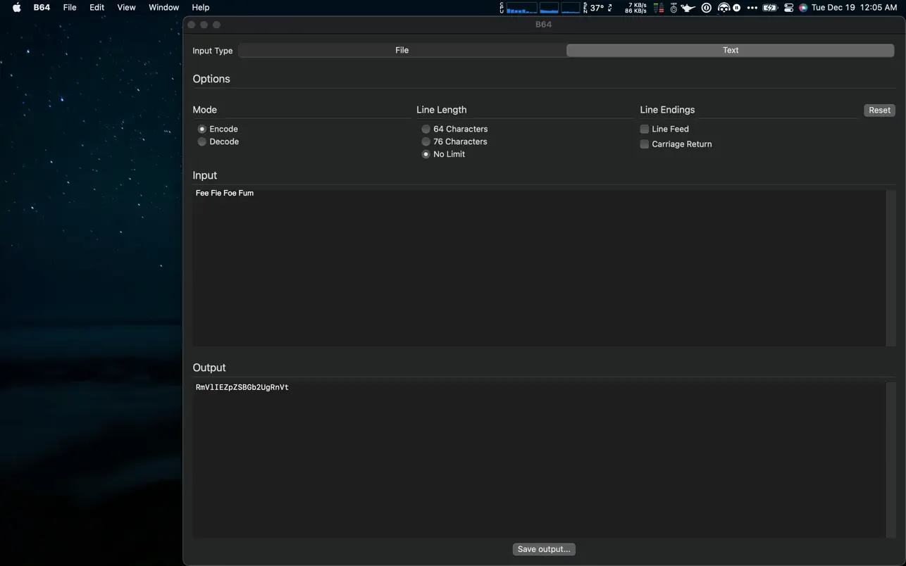 B64 - Base64 En/De-Coding (macOS) De: Michael Redig
