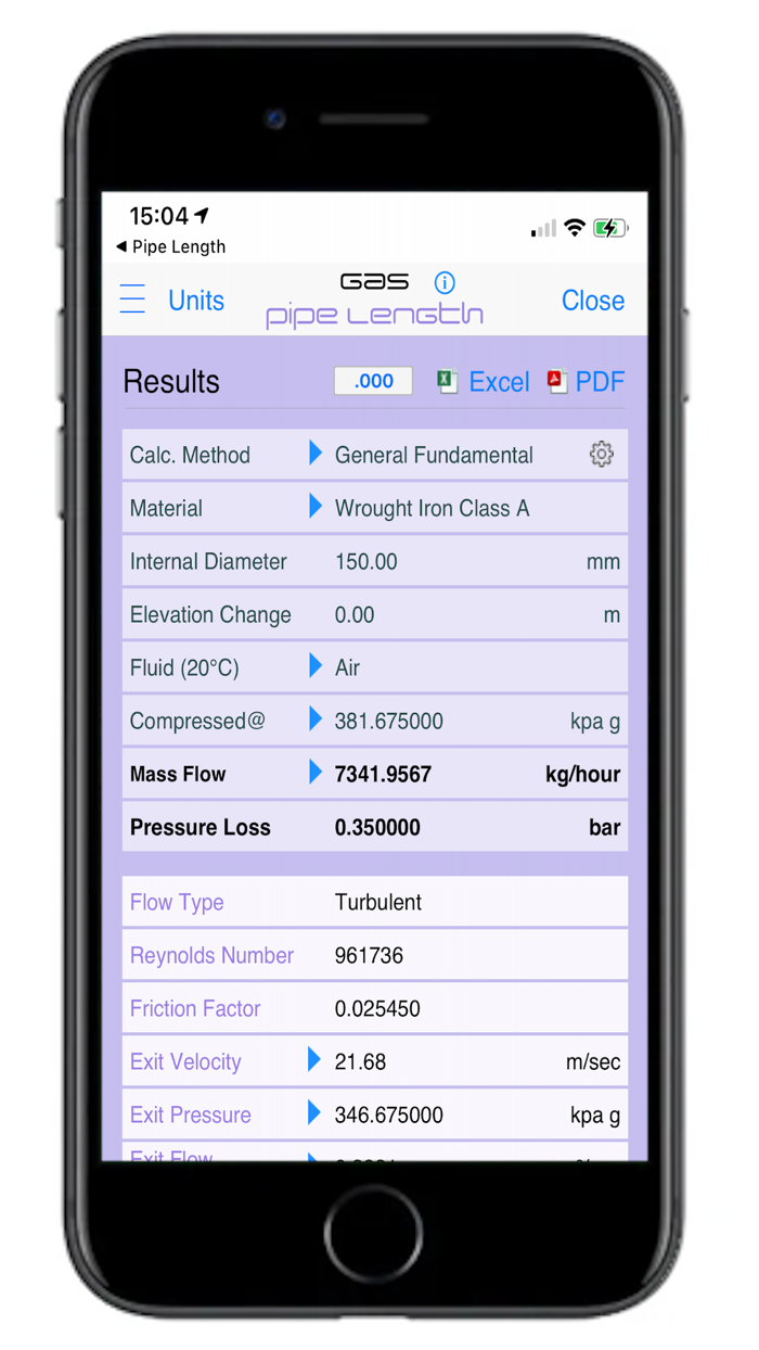 Pipe Flow Gas Pipe Length