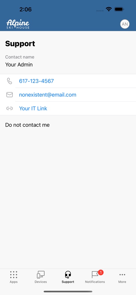 Intune Company Portal - Direct Support Access