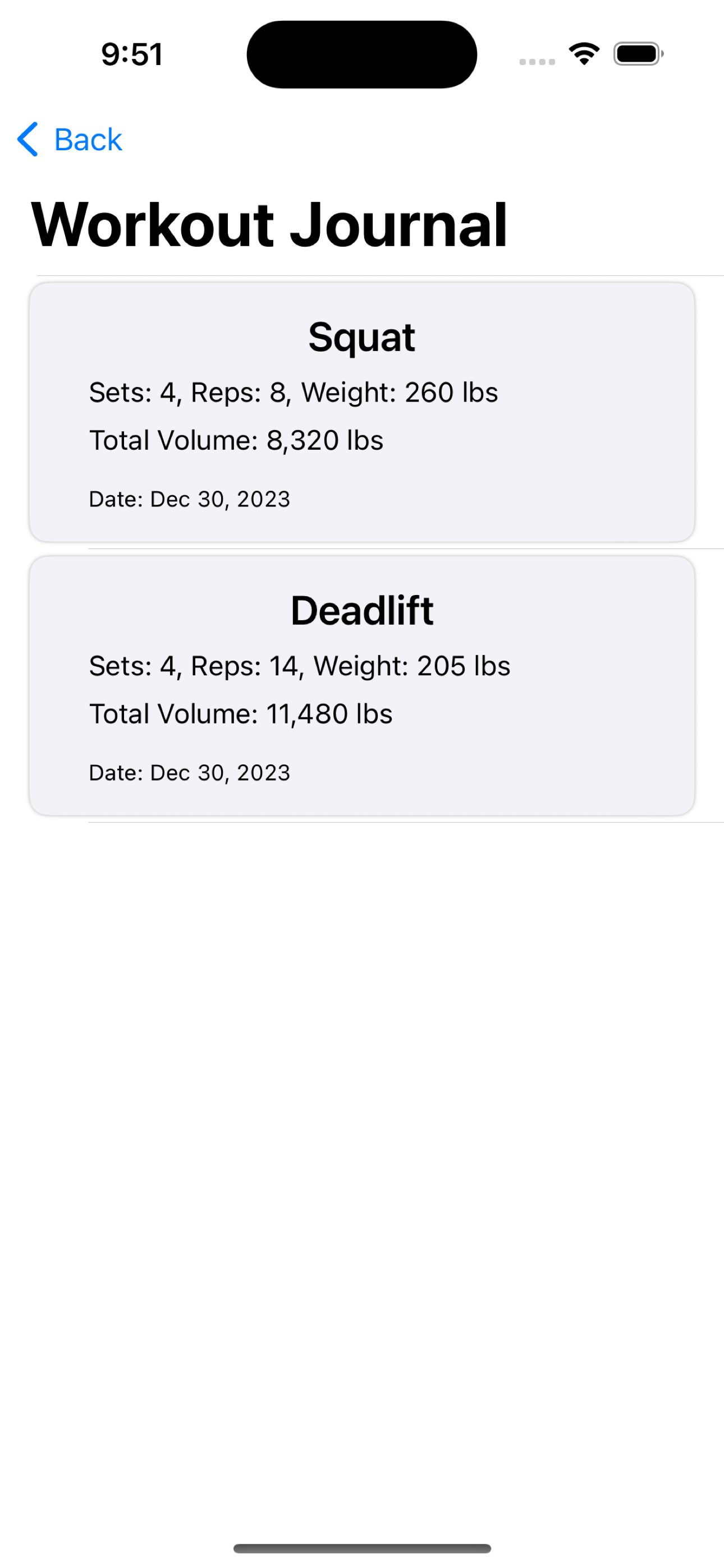 Simple Gym Journal