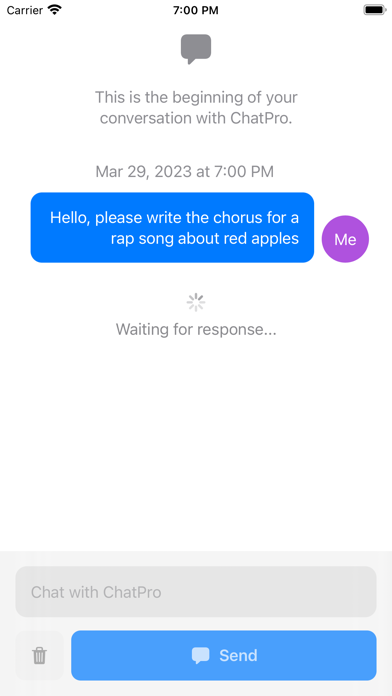 Screenshot #1 pour ChatPro - Personal Chatbot