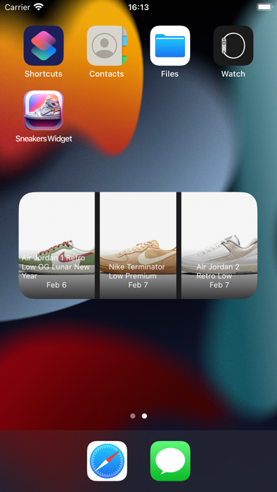Sneakers Widget Screenshot