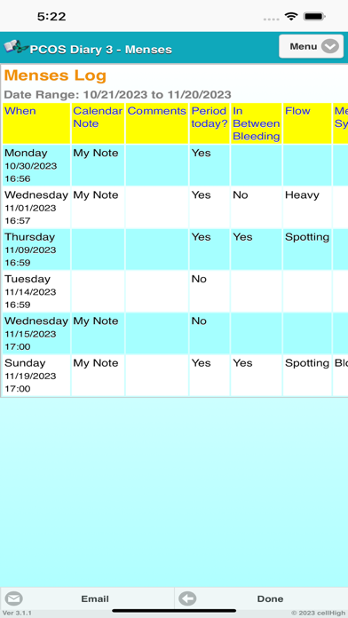 PCOS Diary 3 Screenshot