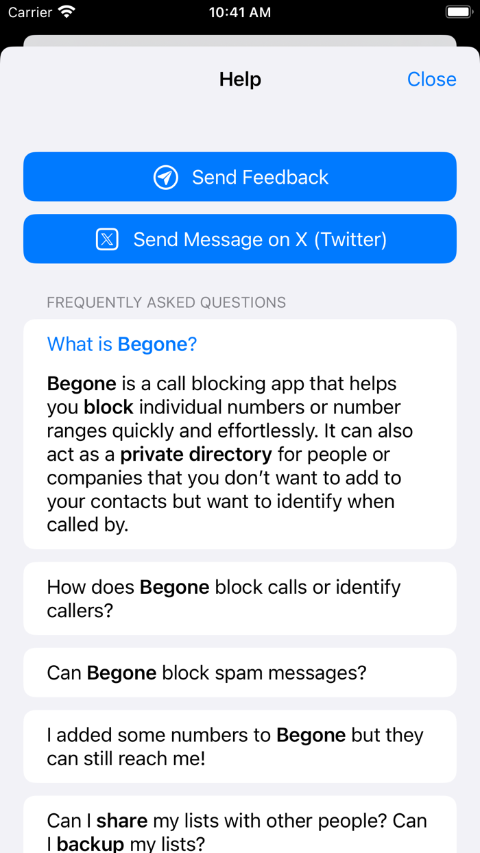 Begone Call Blocker