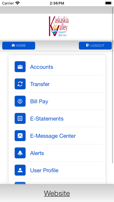 Kaskaskia Valley Credit Union Screenshot