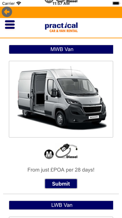 Practical Car & Van Rental UK Screenshot