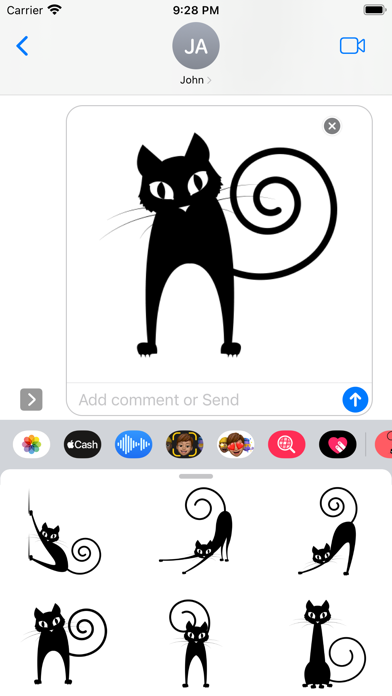 Black Funny Cat Stickers Screenshot