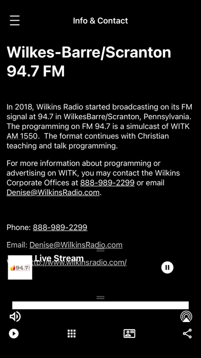 WITK 94.7 FM Radio Screenshot