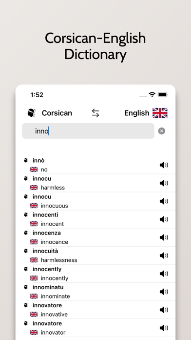 Corsican-English Dictionary Screenshot