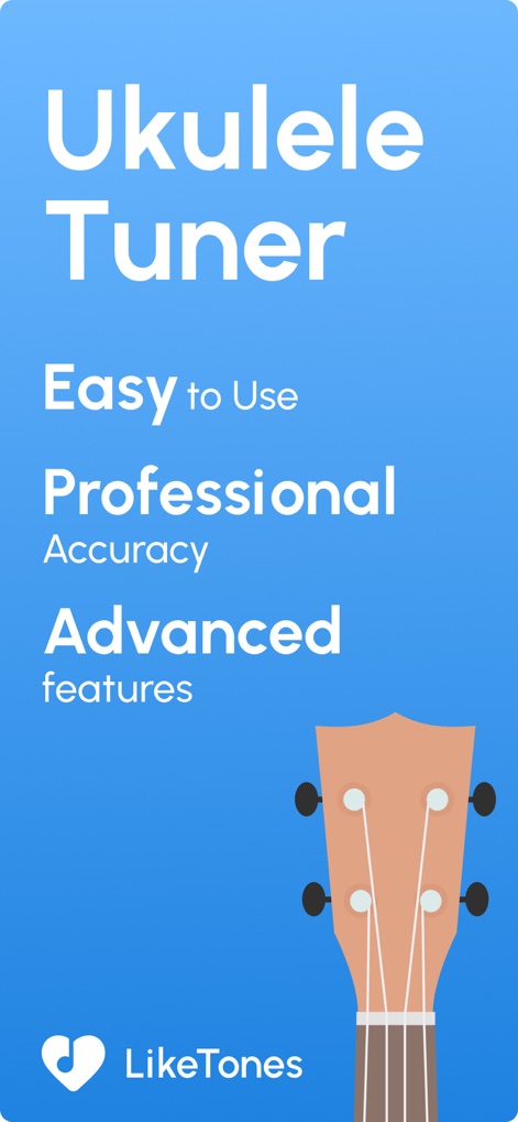 Ukulele Tuner - LikeTones - このアプリは、「使いやすさ」と「プロフェッショナルな精度」という主要な価値を提示し、すべてのユーザーに優れた体験を約束します。