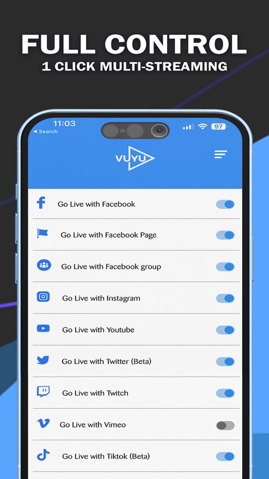 #4. Vuyu -Live-Multi Social Stream (iOS) 由: vuyu.app Ltd