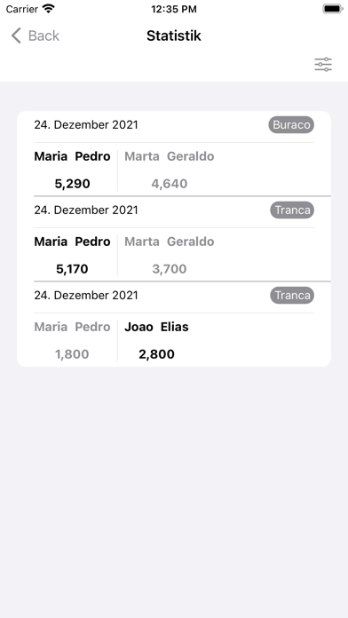 Placar Tranca Buraco Canastra Screenshot