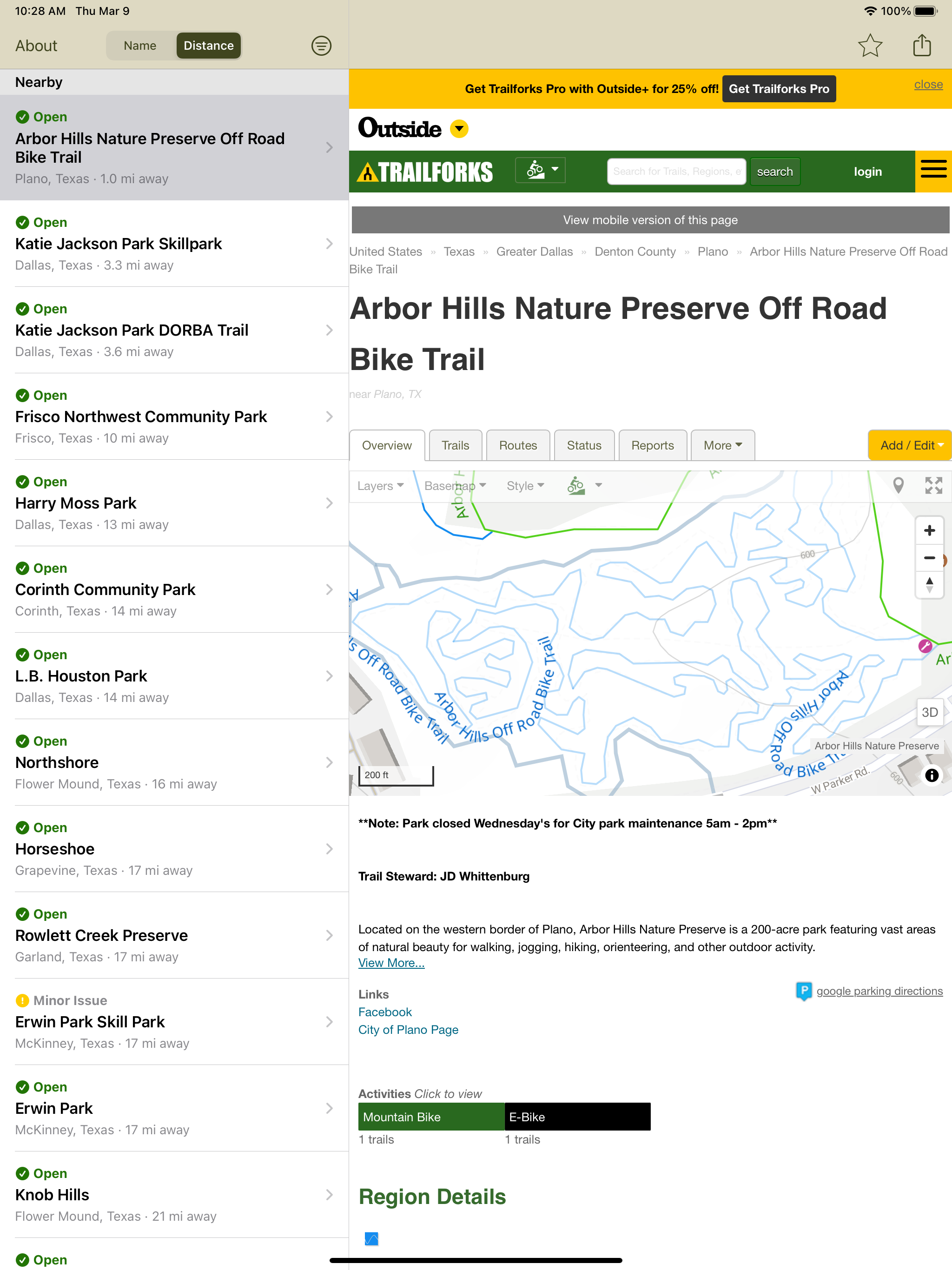 DORBA Trail Status