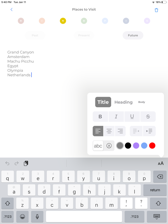 Noble Notes iPad screenshot 1 - Productivity app