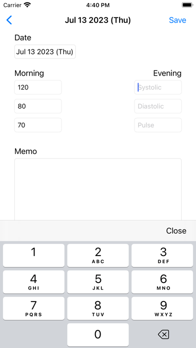 Blood Pressure Notebook Screenshot