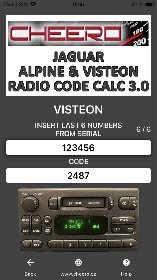 #3. RADIO CODE for JAGUAR ALPINE (iOS) 由: Petr Svihovec