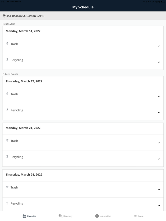 Boston Trash Schedule and Alerts