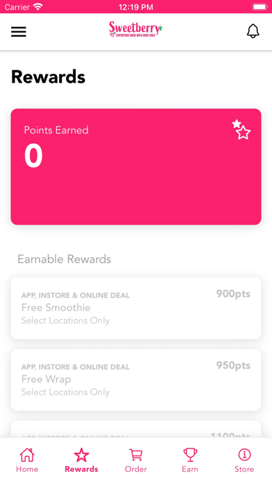 Sweetberry Bowls Rewards Screenshot
