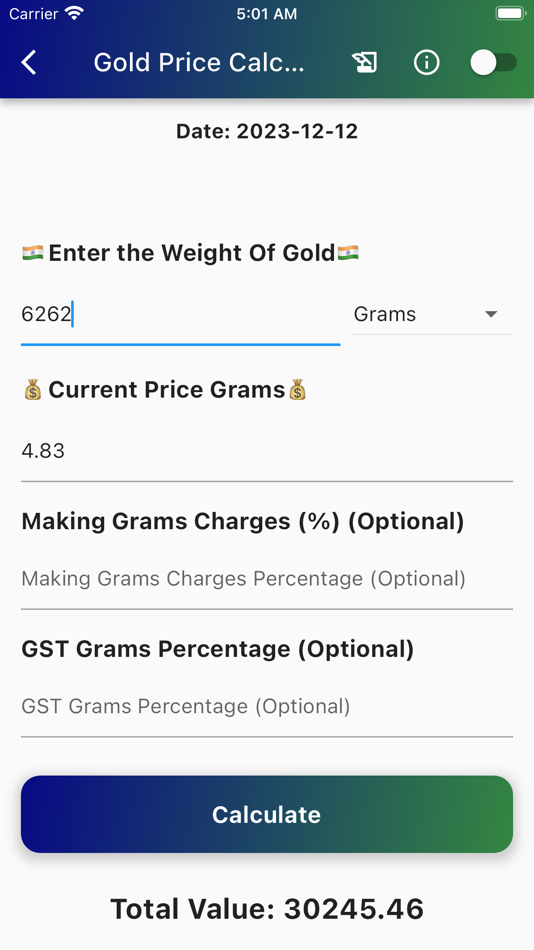 #1. Indian Gold Price Calculator (iOS) بواسطة: MD. NASAR UDDIN REDOY
