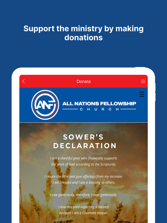 All Nations Fellowship Church iPad screenshot 5 - Lifestyle app
