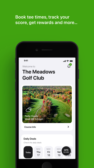 The Meadows Golf Tee Times Screenshot