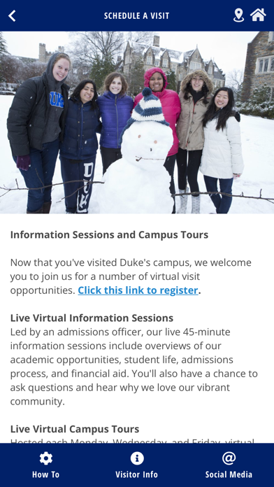 Duke Admissions Tour Screenshot