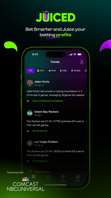 Juiced: Player Prop & Bet Data Screenshot
