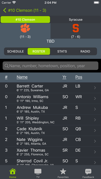 College Football: RapidRoster Screenshot