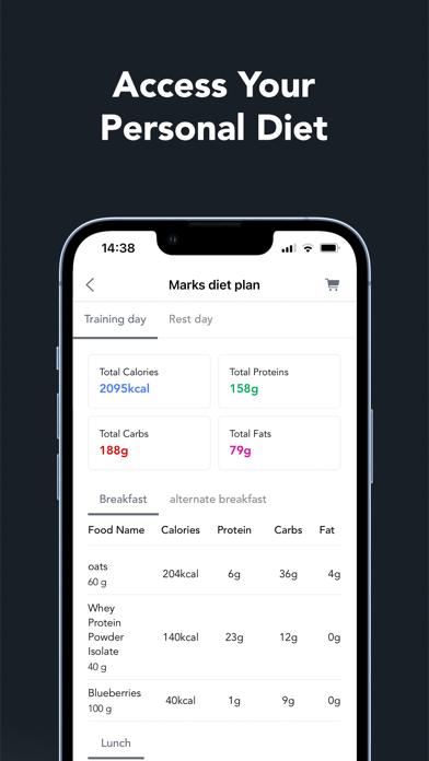 PV Team Fitness app screenshot