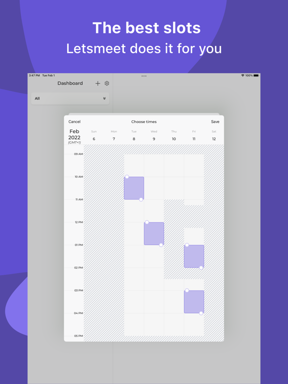 Lets Meet - Schedule Meetings iPad screenshot 3 - Productivity app