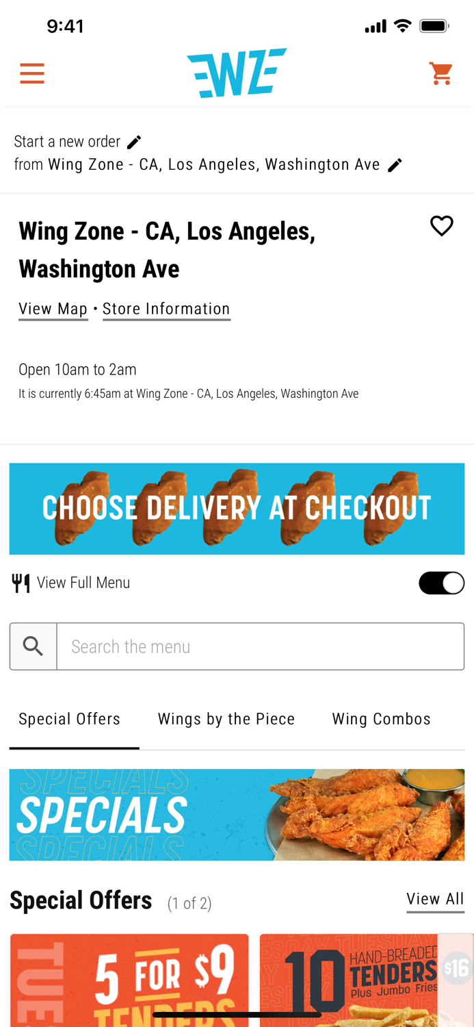 Wing Zone Ordering