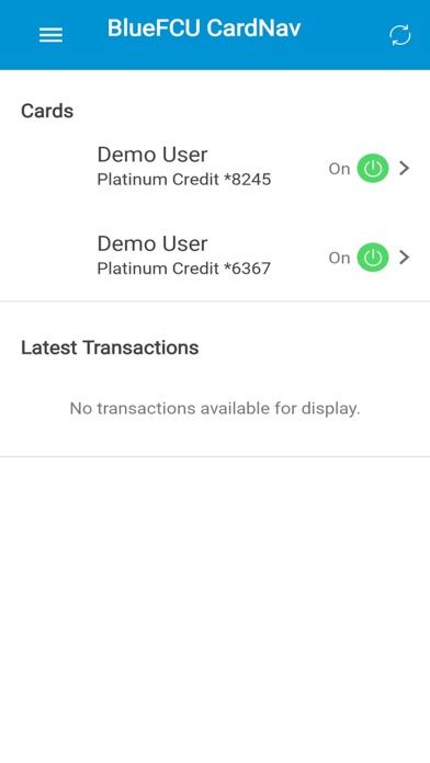 Blue FCU CardNav Screenshot