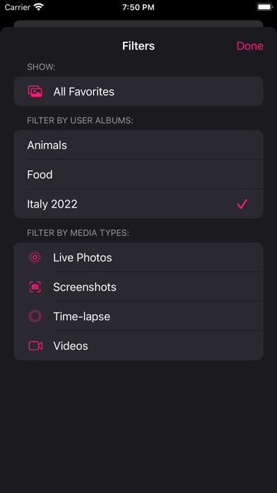 Unfavorite Photos Screenshot
