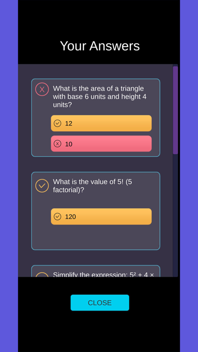 Maths Quiz Trivia Screenshot