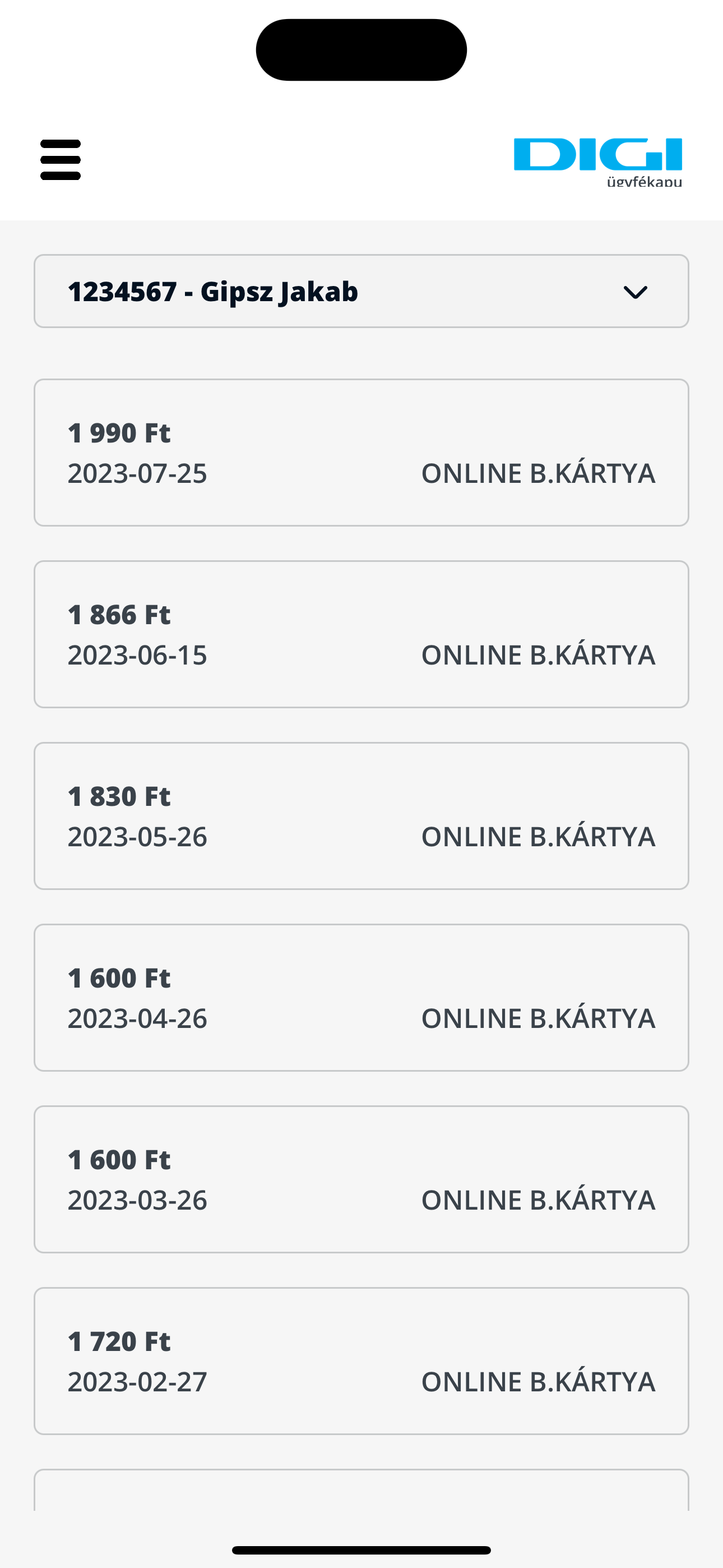 DIGI ügyfélkapu