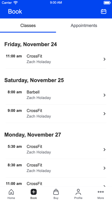 9 Degrees Fitness App Screenshot