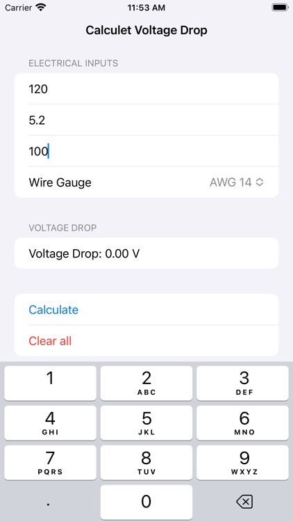 Calculet Voltage Drop