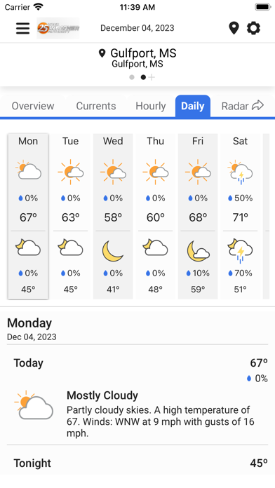 WXXV Weather Screenshot