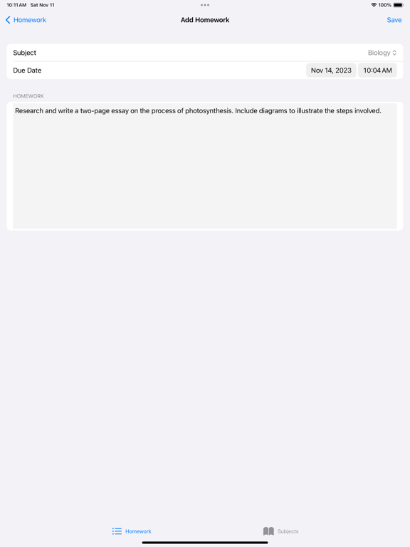 Screenshot #4 pour Simple Homework Tracker Diary