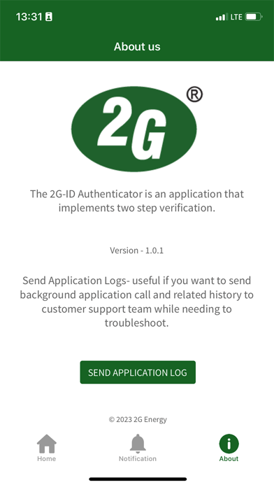 2G-ID Authenticator Screenshot