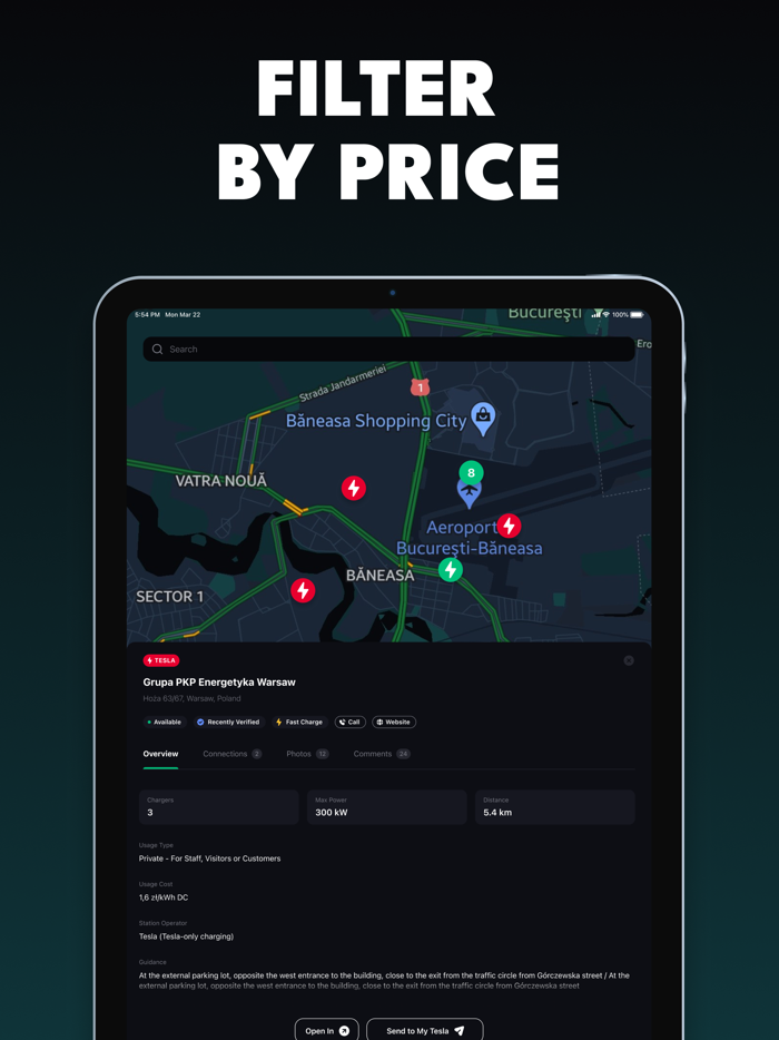 Supercharger Map for Tesla EV