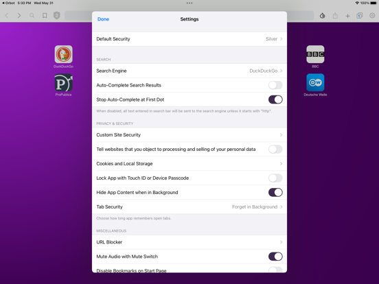 Onion Browser iPad app afbeelding 4