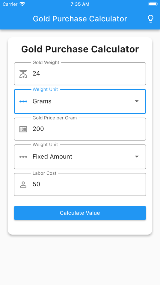 #2. Gold Purchase Calculator (iOS) 由: MD. NASAR UDDIN REDOY