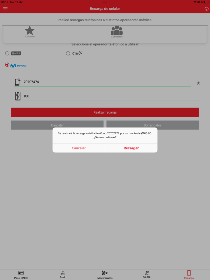 Davivienda SINPE Móvil Línea