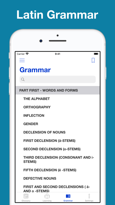 New Latin Grammar, Glossary Screenshot