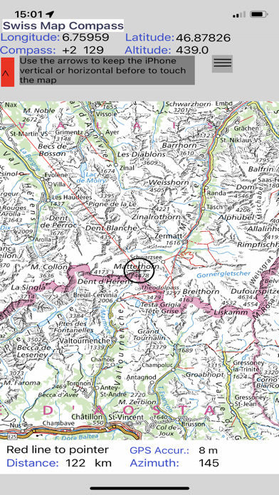 Swiss Map Compass Screenshot