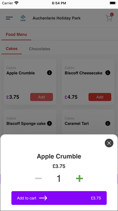 Auchenlarie Ordering Screenshot