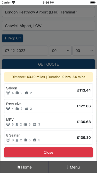 Cabookie Booking Screenshot