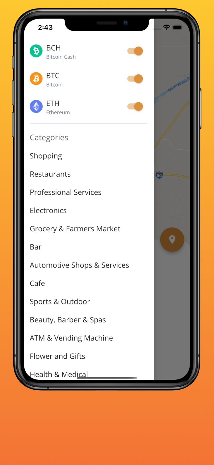 CryptoMap All places currency