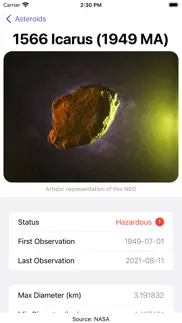 asteroid watcher iphone screenshot 1
